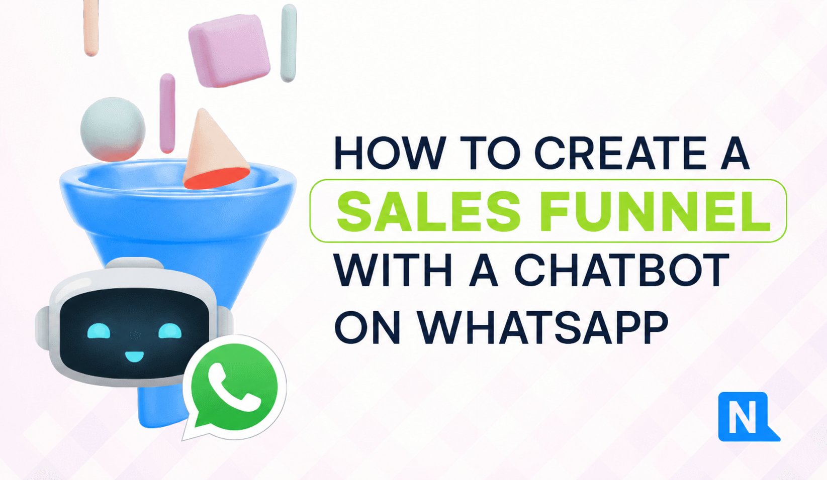 Illustration of a WhatsApp sales funnel built with a chatbot, from ad to closing